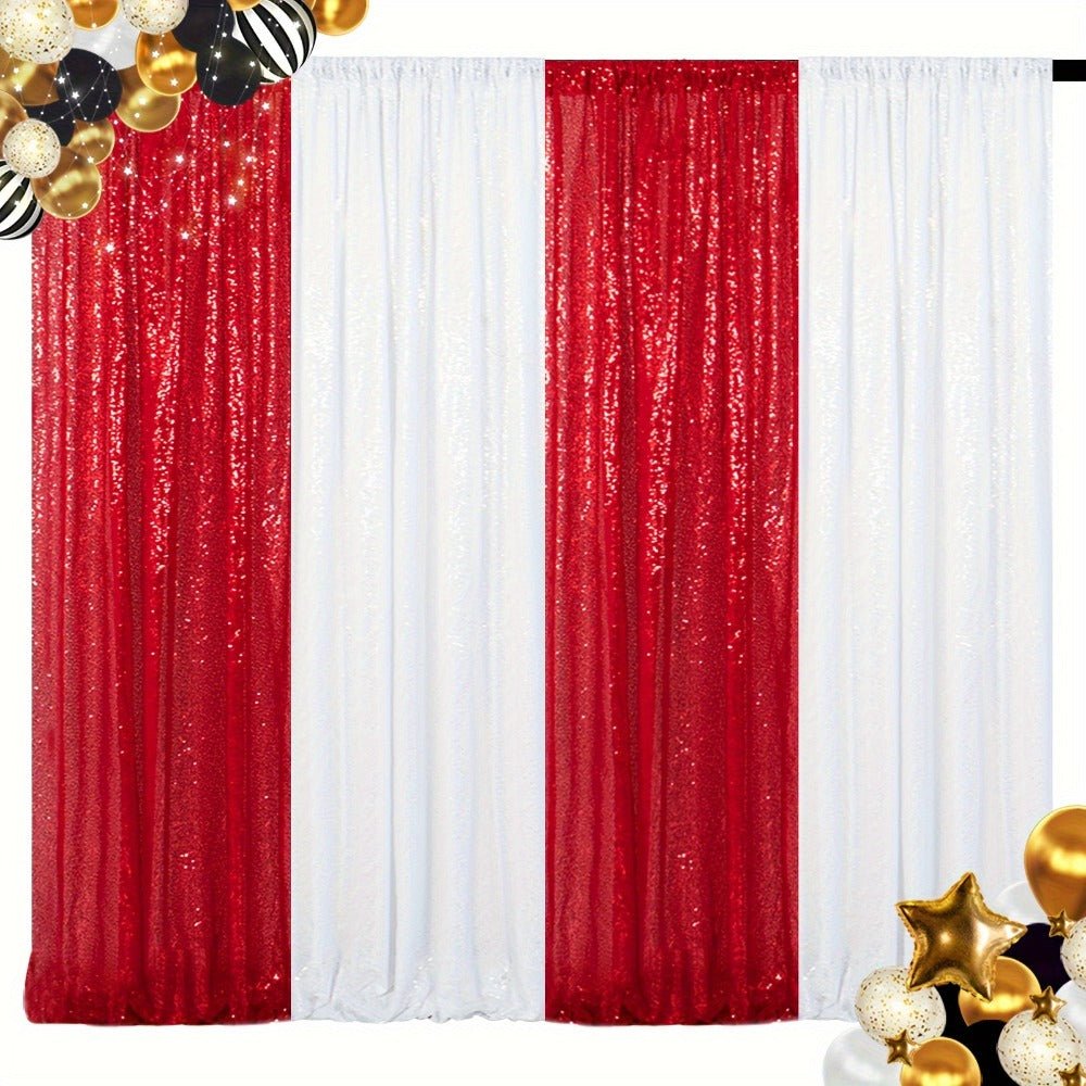 Sequin Backdrop Curtain 4 Panels 2FTx8FT ¨C Shimmer Glitter Background for Wedding Party Photo Booth Decoration