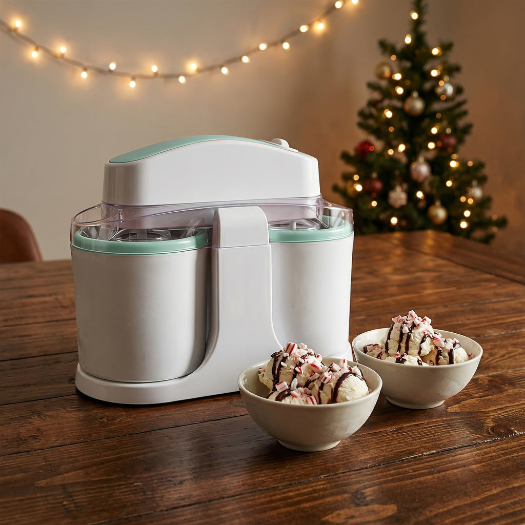 Ice Cream Maker 1 Quart Homemade Ice Cream Machine for Soft Serve Frozen Yogurt Smoothies Gelato Easy Clean Separate Bowl Design Compact Electric Dessert Maker