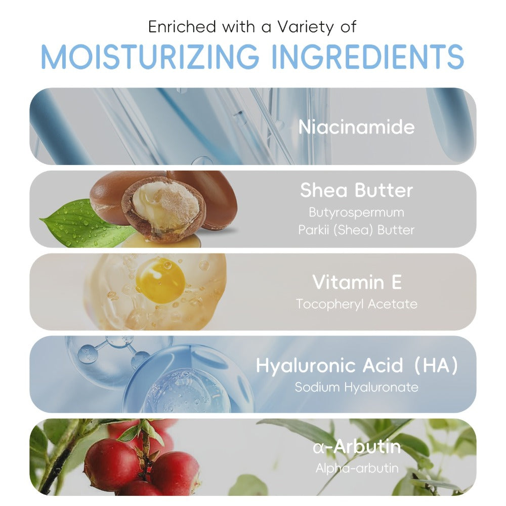 Milk Radiant Face Serum with Niacinamide Vitamin E Shea Butter Deep Hydrating Day Night Essence Brightening Moisturizing Anti-Aging Skin Glow Serum 17ml