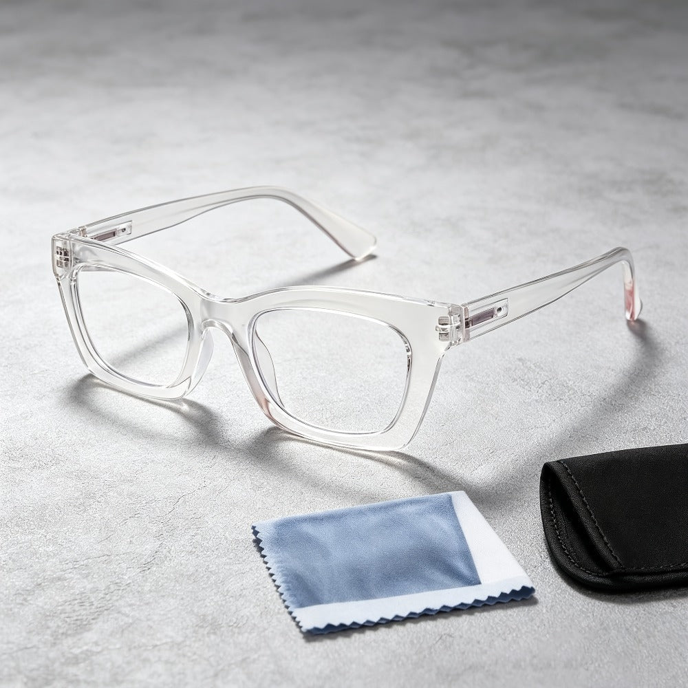 Blue Light Blocking Reading Glasses 3 Pack - Anti Blue Light Computer Readers for Women and Men, Square Spring Hinge Frames with Eyeglass Cloths and Bags, Multiple Magnifications