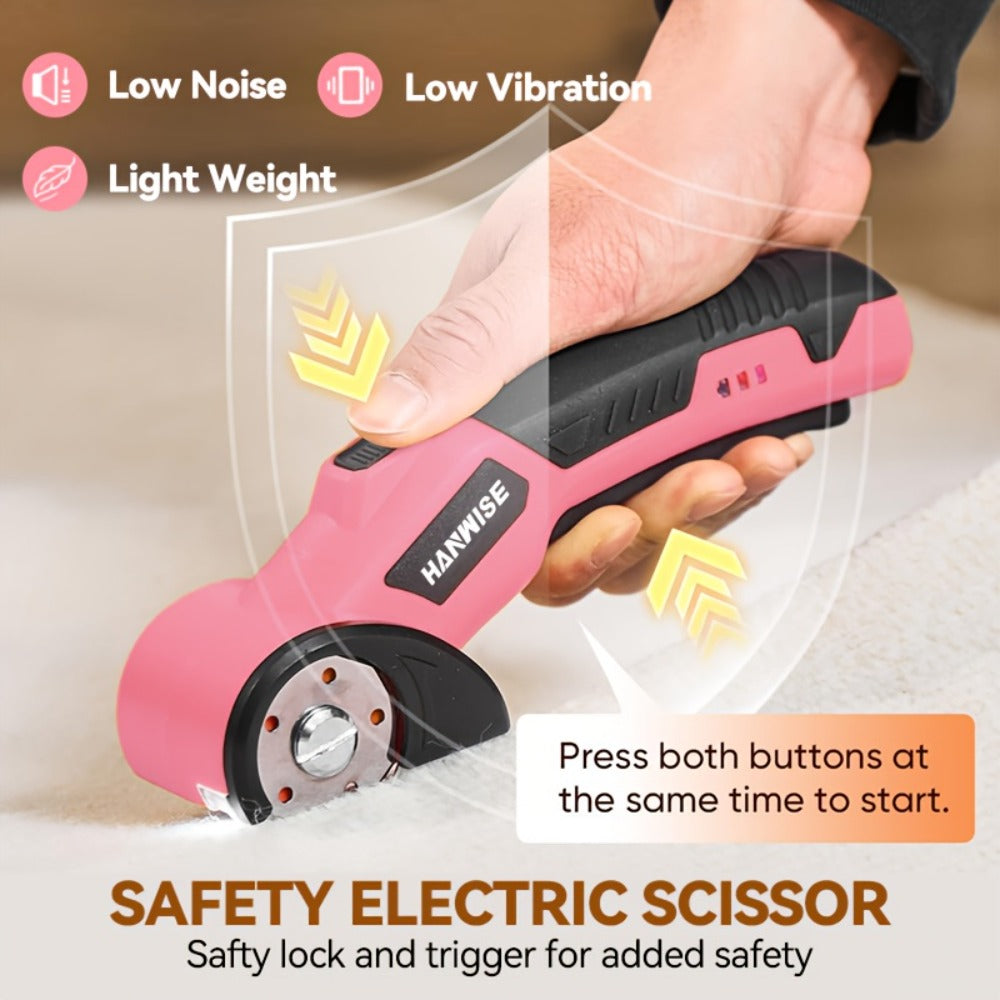 Electric Scissors Cordless 4.2V Rotary Cutter with 2000mAh Battery ¨C 10000 RPM, Safety Lock, LED Light, Anti-Slip Handle, Fabric Cutting Machine for Clothing, Cardboard, Carpet, Leather & Craft Projects