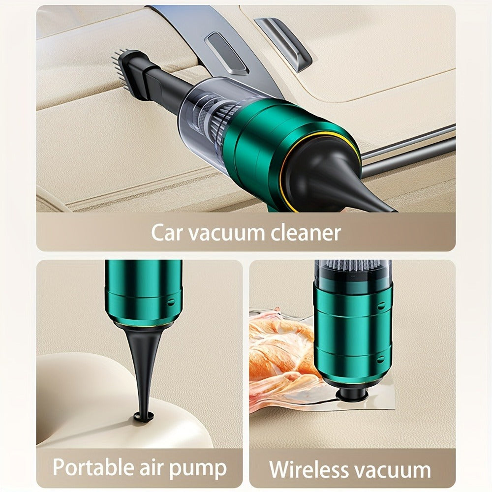 Mini Handheld Vacuum Cordless 4-in-1 Rechargeable | Portable Car Vacuum Cleaner & Air Blower & Hand Pump ¨C Dust Buster for Keyboard, Car Interior, Inflate & Deflate, Green
