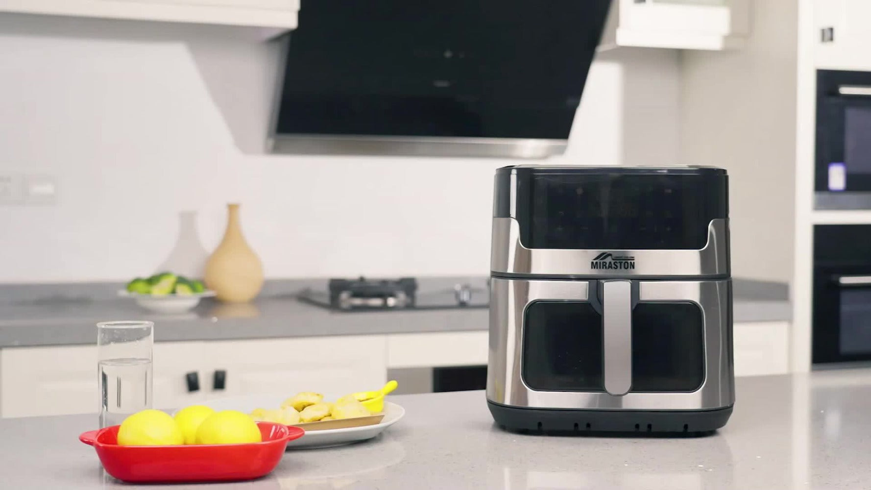Air Fryer Large Capacity 8.5QT / 3.6QT Touchscreen | 8 Preset Functions | Non-Stick Basket | Smart Digital Control | Oil-Free Cooking for 5-6 People | Kitchen Air Fryer Oven Black