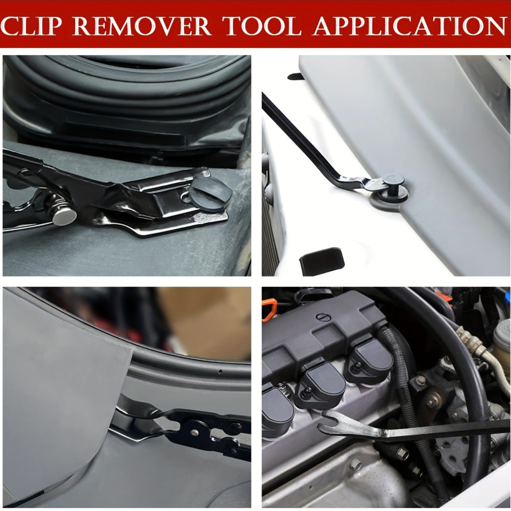 Automotive Trim Removal Tool Kit 17pcs - Hook Paddle Pry Set with Fastener Clamps Rivet Pullers Magnetic Picker Gasket Scraper Scratch-Free Car Maintenance Tools