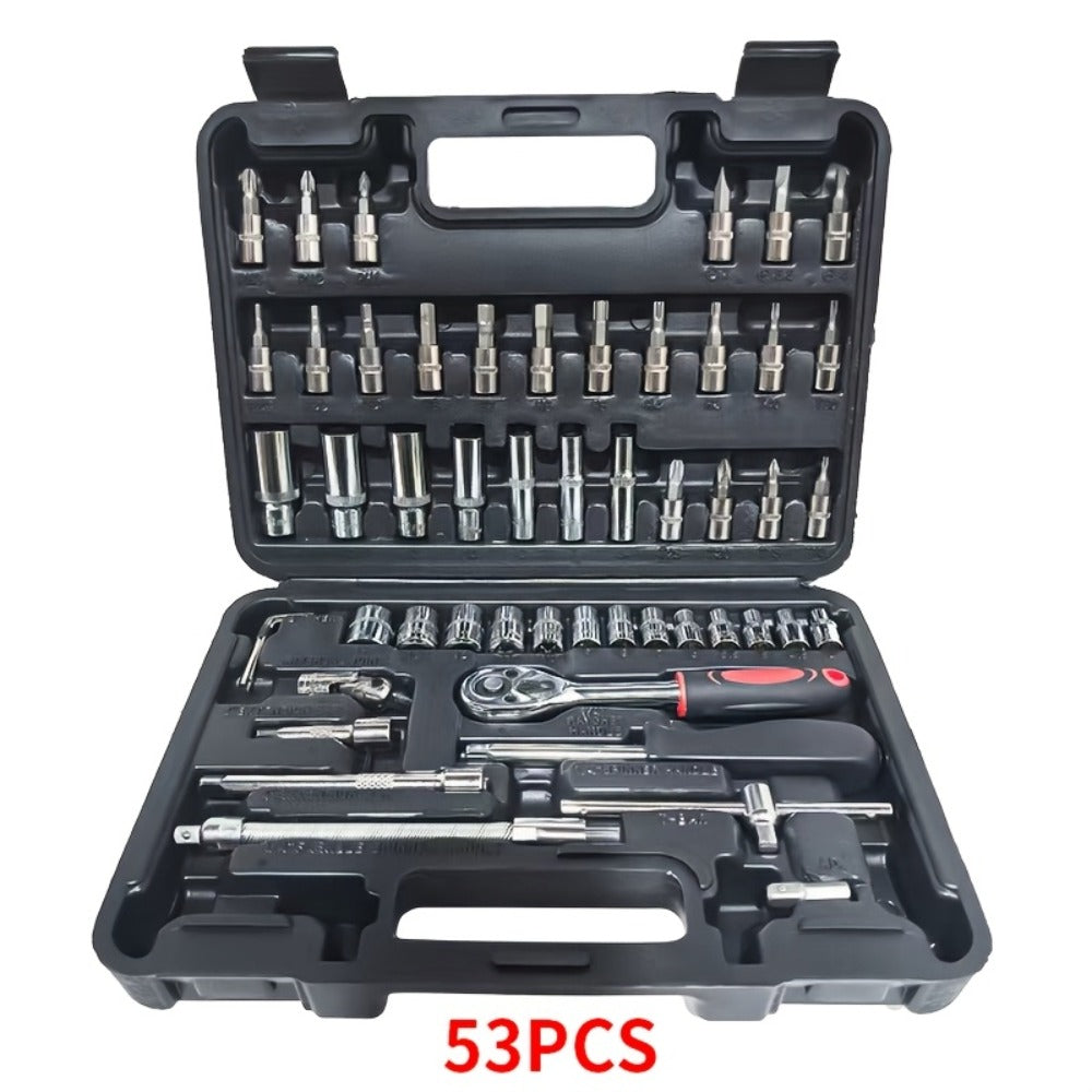 Impact Socket Set 53/54/194/518PCS ¨C 3/8¡± Drive CR-V Steel | Metric 8-22mm & Imperial 5/16¡±-3/4¡± | Complete Socket Kit for Car Repair, DIY & Mechanics | Best Gift for Men