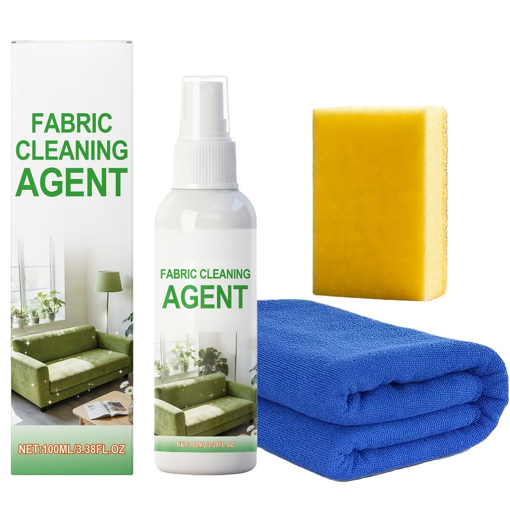 Sofa Cleaner Spray Fabric Stain Remover for Couch Car Interior Upholstery Soft Safe Quick-Drying Formula 3.38oz with Sponge and Towel Multi-Purpose Furniture Cleaner 1 2 or 3 Set Value Pack
