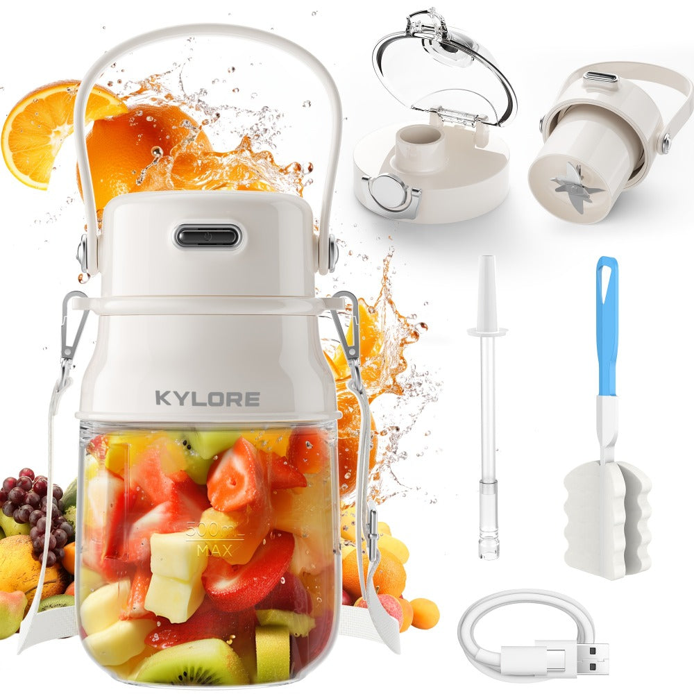 Personal Blender USB-C Rechargeable 27oz - 10-Blade Portable Smoothie Blender with Shoulder Strap, 70W Dual Battery, Safety Lock, Dishwasher Safe, for Shakes, Protein Drinks, Gym & Travel, Pink or Gray