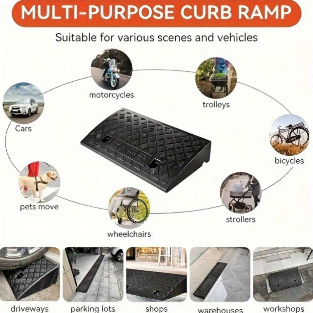 Curb Ramp Heavy Duty Plastic 3000 lb Portable Lightweight for Car SUV Motorcycle Bike Wheelchair Scooter Driveway Sidewalk Loading Dock Garage Outdoor Use Mobility Aid Ramp 2/4 Pack Black