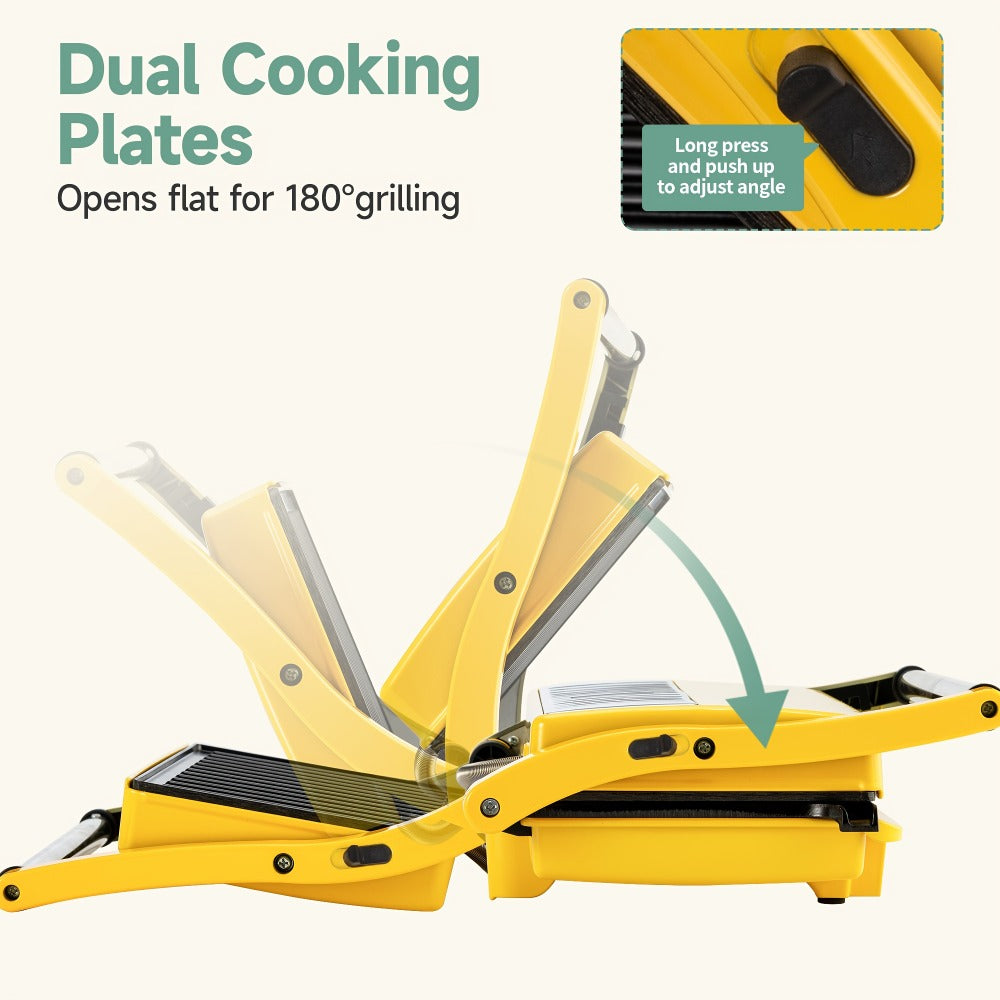 Panini Press Grill 3-in-1 Electric Indoor Grill with Non-Stick Plates - 180¡ã Flat Grill Sandwich Maker with Floating Hinge Grease Tray Temperature Control, Compact Countertop Grill for Home Dorm Office