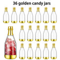 Mini Champagne Bottles Party Favors 36-Piece | DIY Candy Bottles Clear Golden Plastic Containers for Baby Shower Bridal Shower Wedding Birthday Gifts
