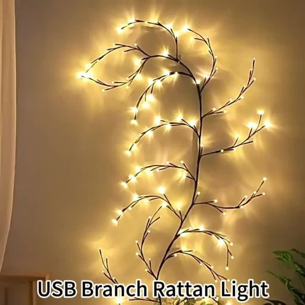 96 LED Fairy Lights USB Powered - 6ft Bendable Willow Branch String Lights with 8 Modes & Remote Control for Indoor Home Decor, Wedding, Christmas, Holiday Party