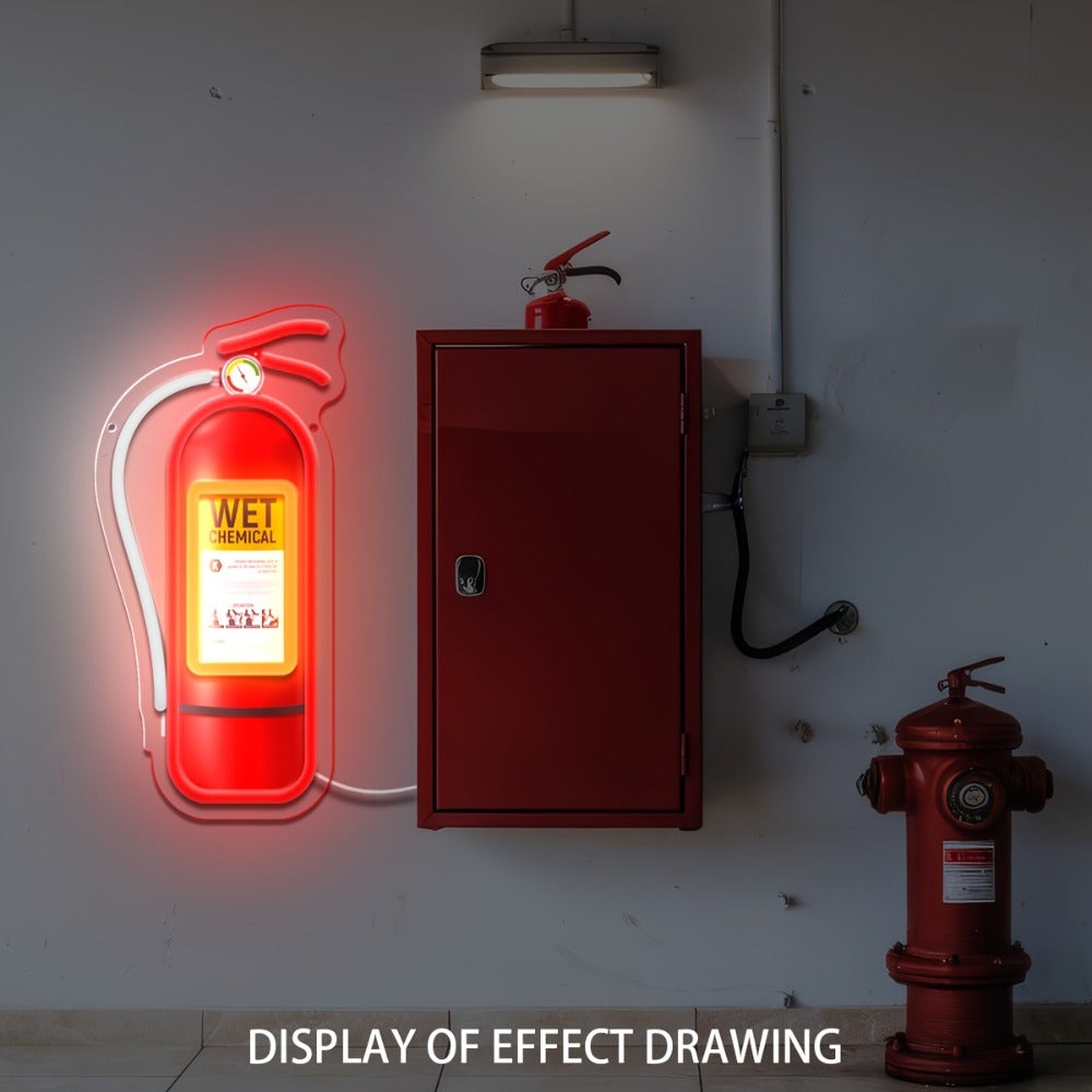 Neon Sign USB Powered Retro Wall Hanging Light - UV Reactive LED Art Decor with Switch Control for Bedroom Bar Man Cave Game Room Festival Party Decor Gas Tank Fire Extinguisher Design