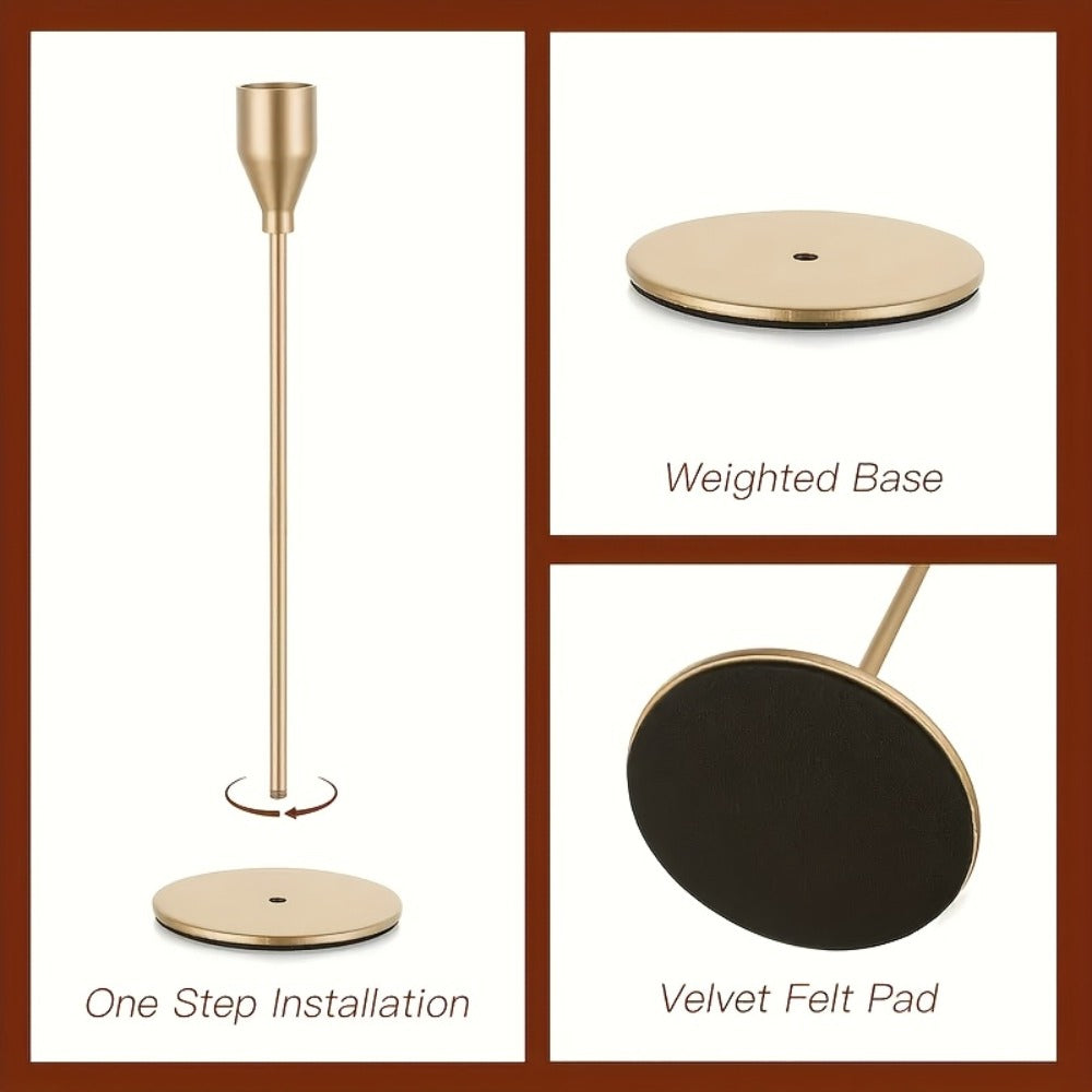 Taper Candlestick Holders Set of 6 - Decorative Metal Candle Holder Stand for Home Decor Wedding Dining Table Centerpiece Party Anniversary Event, Gold Rose Gold Black (Candles Not Included)