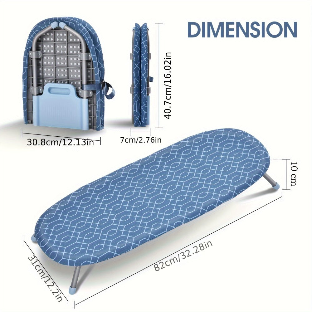 Foldable Ironing Board Tabletop, Portable Mini Ironing Board with Heat Resistant Cover & Non-Slip Feet, Small Folding Ironing Board for Home Laundry Room Dorm Apartment Travel Use, Space Saving Design