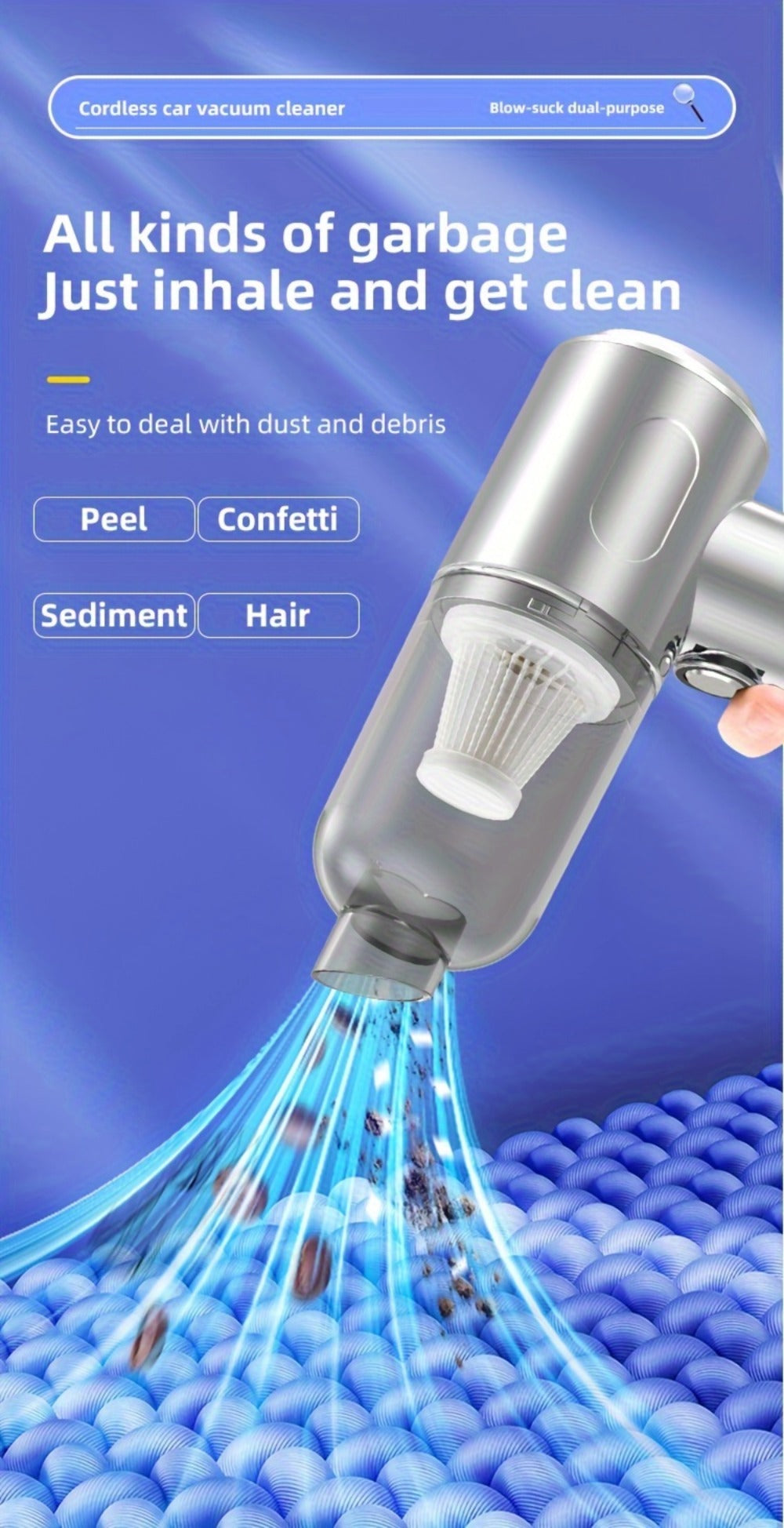 Cyclone Handheld Vacuum Cleaner Cordless Rechargeable with Strong Suction - Lightweight Portable for Home, Office, Car & Pet Hair, Allergy-Friendly Quick Cleanup Dust Buster, Easy to Use & Carry