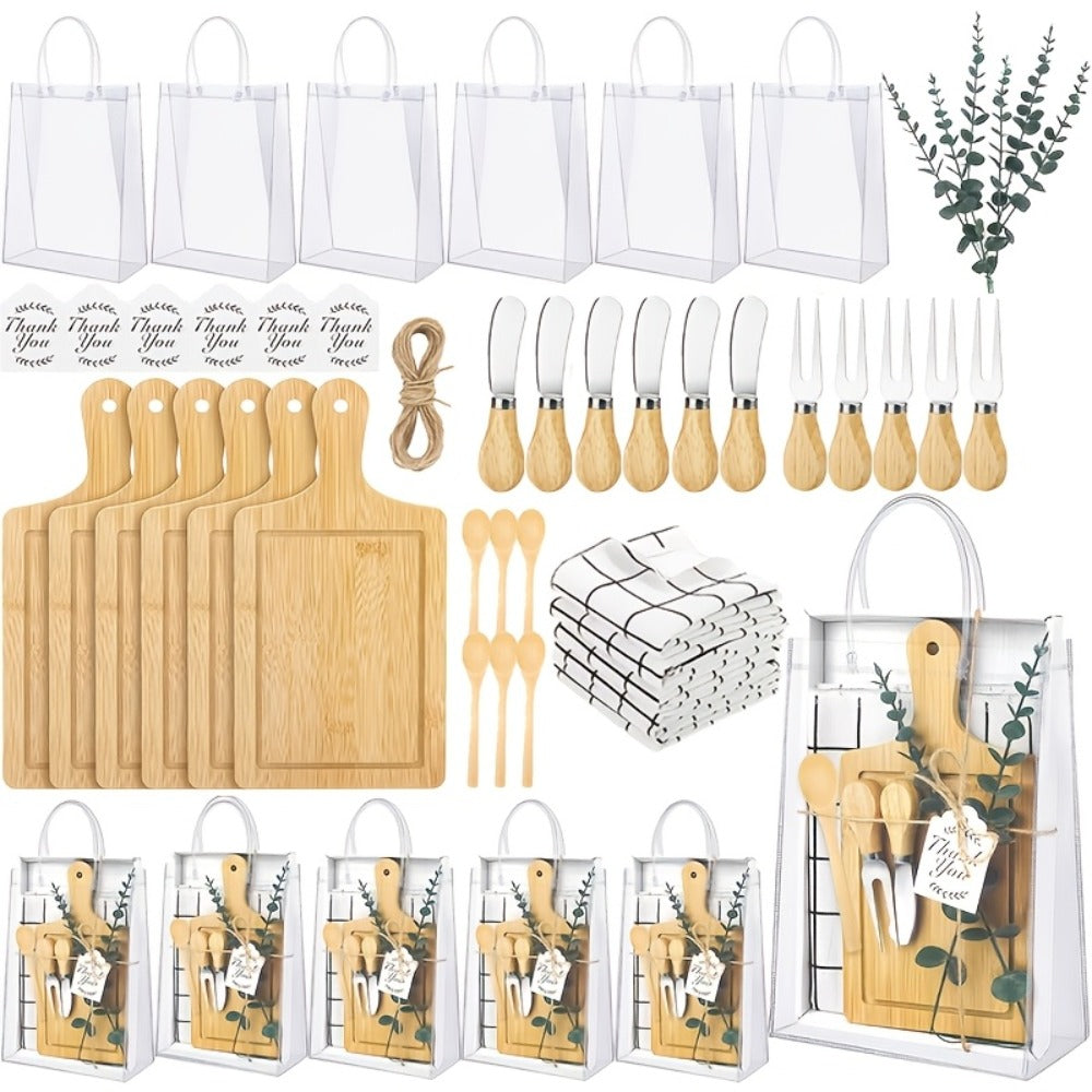 Pizza Board Gift Set with Knives Spoons Gift Bag and Kitchen Towel - Charcuterie Cheese Board Set for Bridal Shower Party Favor, Christmas Holiday Gift for Her Him, Wedding Shower Game Prize