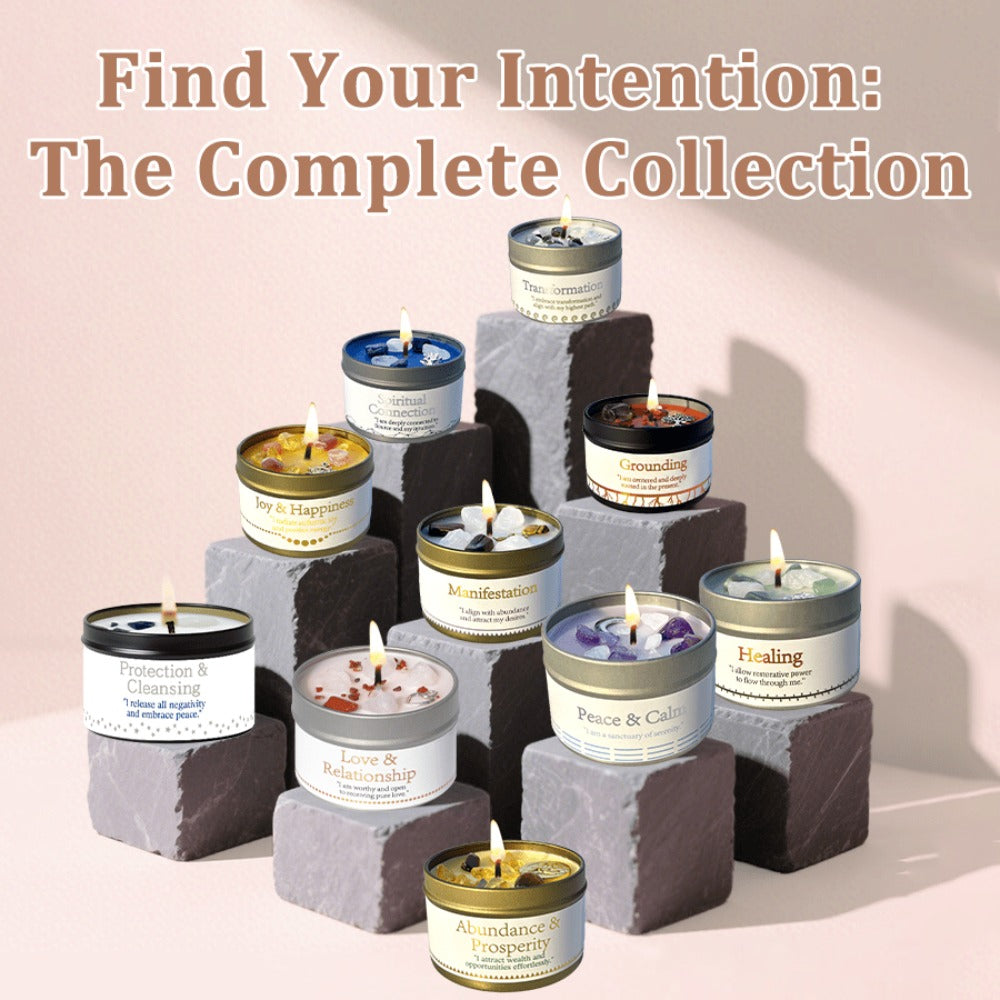 Manifestation Candles Scented Soy Wax with Golden Crystal ¨C Law of Attraction Abundance Candle for Meditation, Yoga & Focus | Spiritual Gift for Women with Guidance Card | Christmas, Birthday, New Year