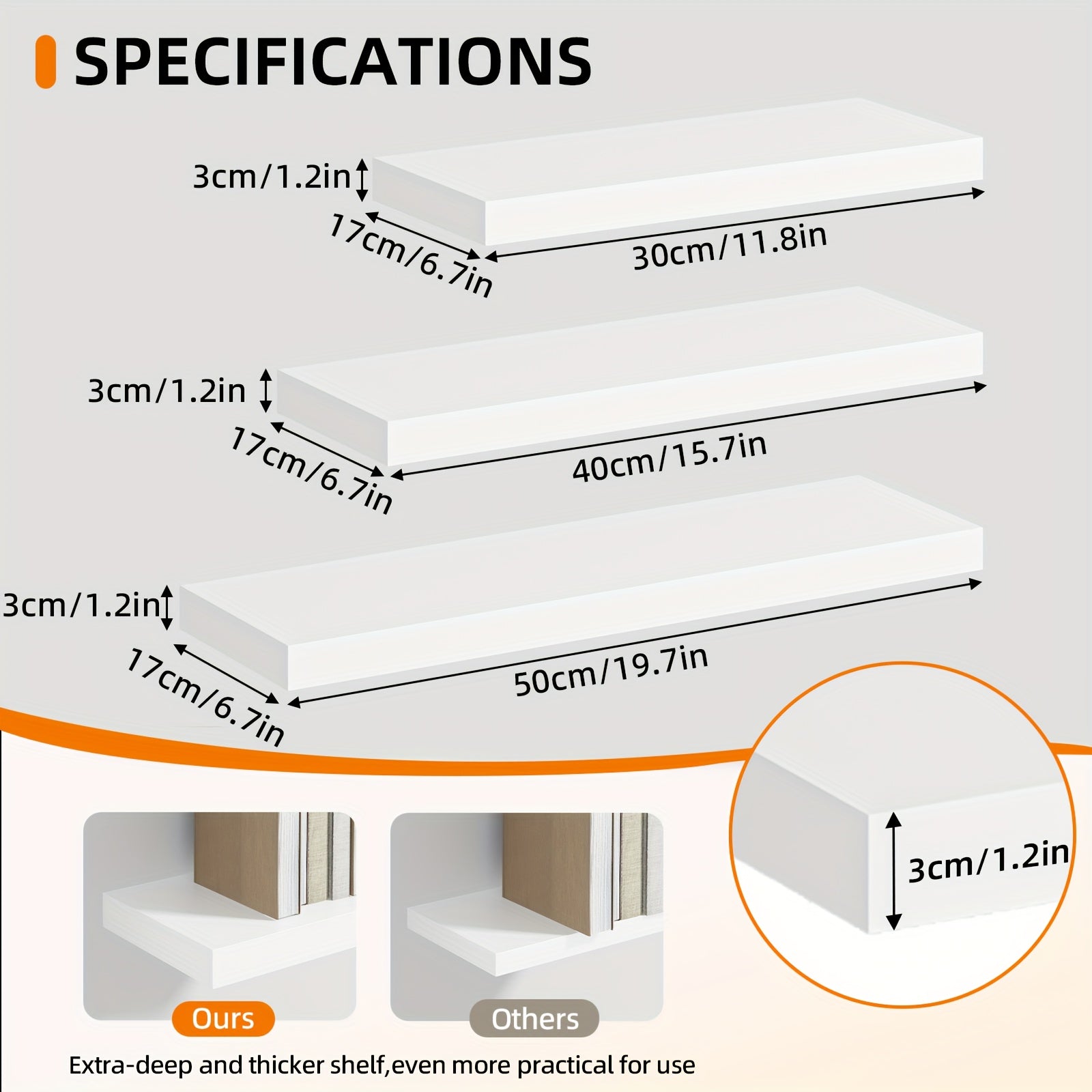Floating Wall Shelves Set ¨C Wooden Wall-Mounted Shelves for Living Room, Kitchen & Bathroom (2/4/6pcs, 15.7¡±/19.7¡±/22¡±)