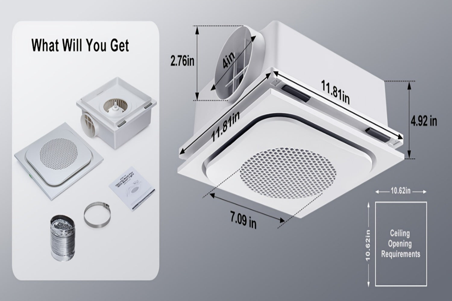 Bathroom Exhaust Fan with Light 150 CFM 1.0 Sone - 40W LED Night Light Ventilation Fan Combo, Quiet Bath Fan with Blue LED, Easy Install, White