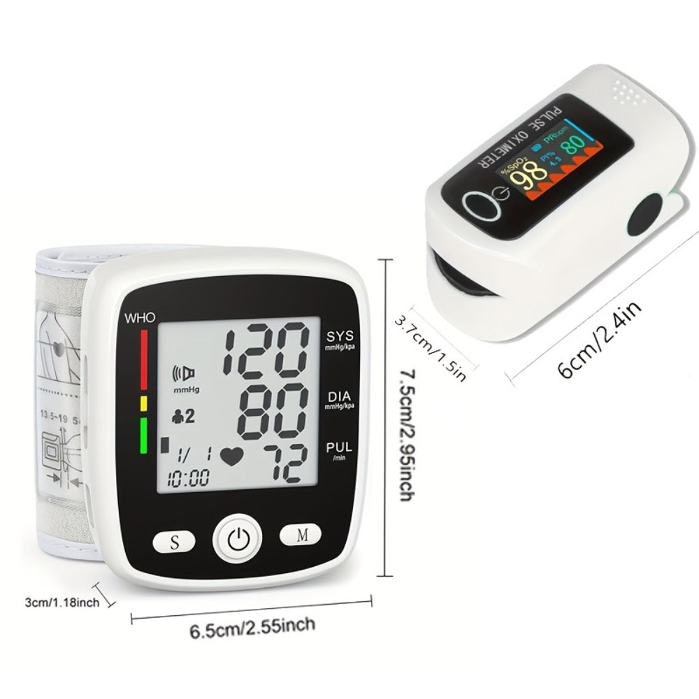 Wrist Blood Pressure Monitor Rechargeable - Digital BP Monitor with Large LCD, Voice Broadcast, 2¡Á99 Memory & USB Charging, Portable Wrist Cuff for Home & Travel, Optional Bundle with Pulse Oximeter