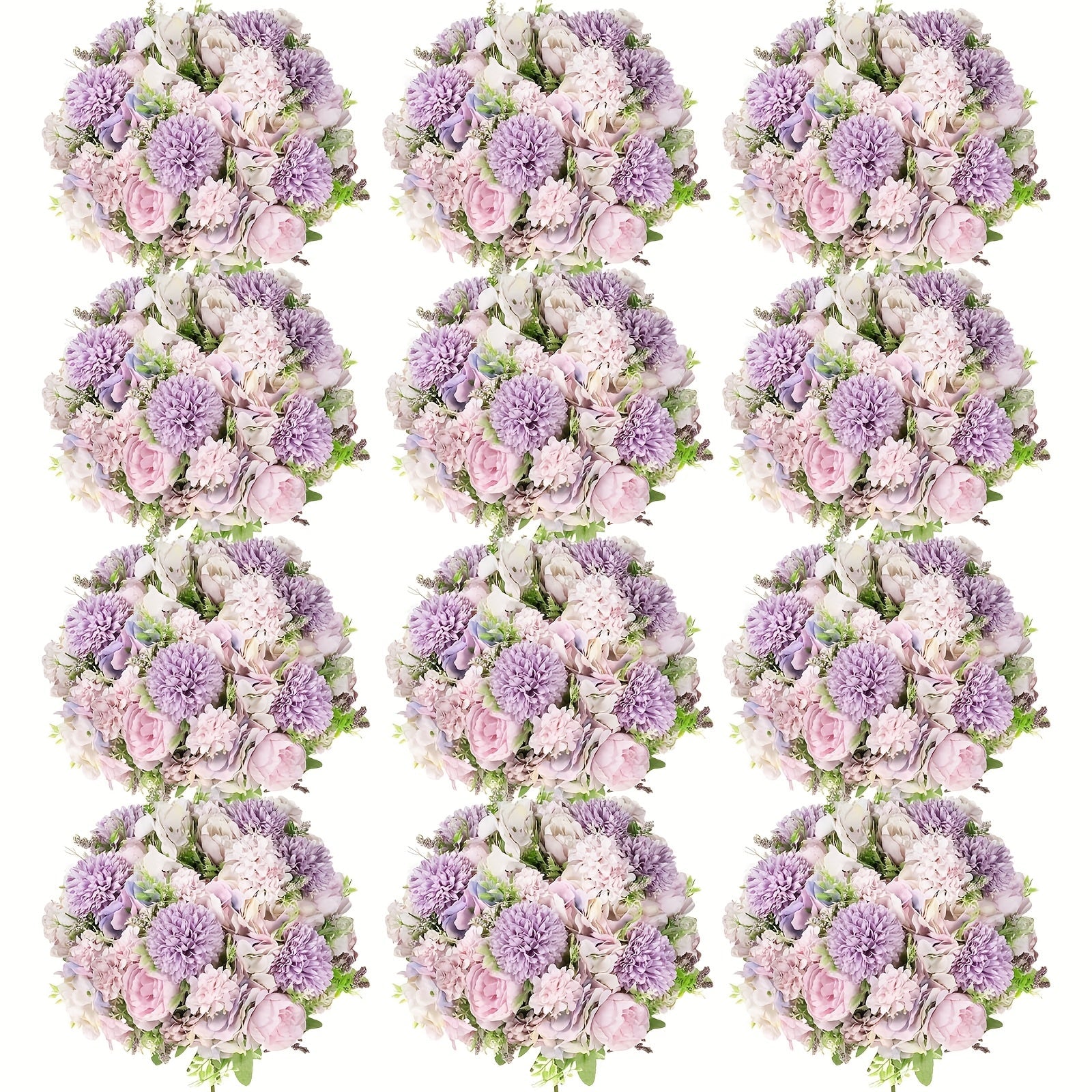 Artificial Peony Flowers 12 Bundles - Faux Peony & Hydrangea Bouquet for Wedding Centerpiece, Table Floral Arrangement, Vase Decor, Home & Holiday Decoration (Blue White, Pink, Purple, White, Green)