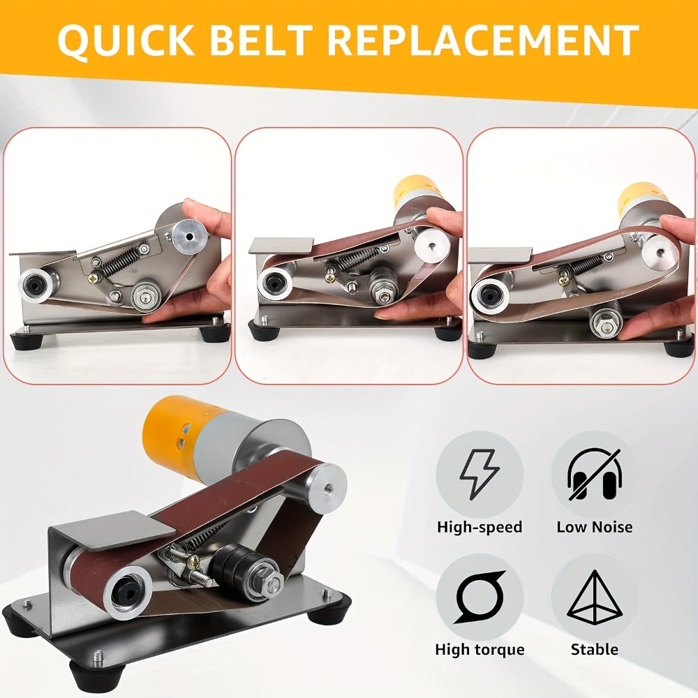Mini Belt Sander 3-in-1 Electric Desktop Knife Sharpener 15 Degree 7 Speed Adjustable Polishing Machine for DIY Metal Wood Handicrafts Cutting Tools with Sanding Belts