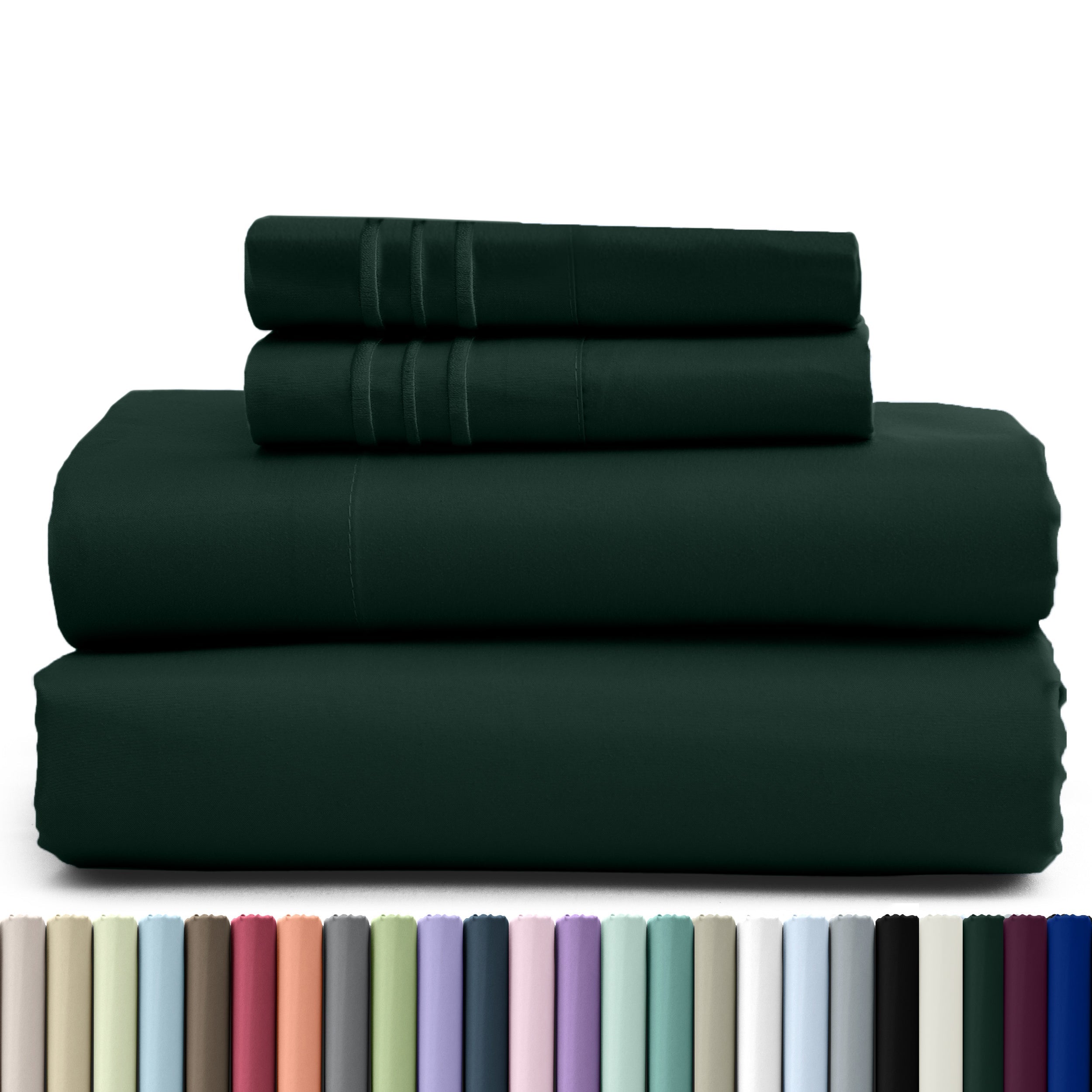 Fitted Sheet Set 4 Piece Microfiber Deep Pocket Bed Sheets - Soft Brushed Bedding Set with Pillowcases, All Season Cooling Sheet Set, 16 Inch Deep Pocket, Multiple Colors & Sizes