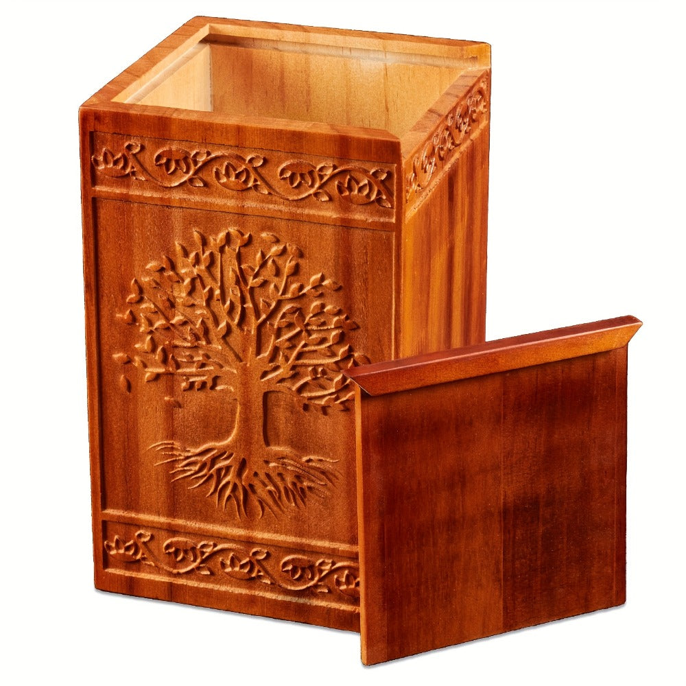 Cremation Urns for Human Ashes Adult ¨C Wood Tree of Life Memorial Urn Box 200 Cu In for Men Women Child Burial Funeral Keepsake Holds Adult Ashes Fits Pets Cat Dog