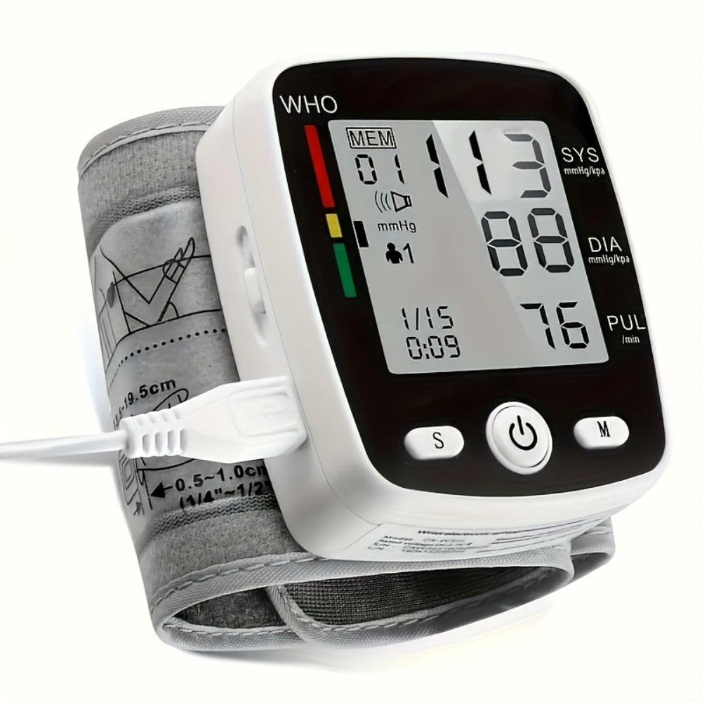 Wrist Blood Pressure Monitor - Digital BP Monitor Rechargeable with 2¡Á99 Memory, Large LCD Display, Voice Broadcast & Portable Case for Home & Travel Use (Black / White / BP188W)