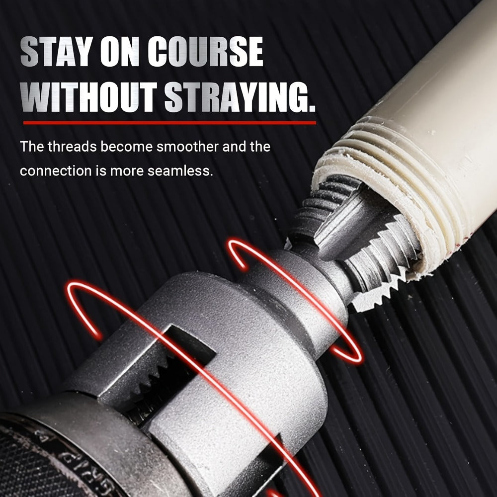 Pipe Thread Cutting Tool ¨C High-Speed Steel Electric Drill Compatible PVC & Steel Pipe Threader, Inside & Outside Threading for 1/2¡± & 3/4¡± Pipes, Professional Plumbing & DIY Kit