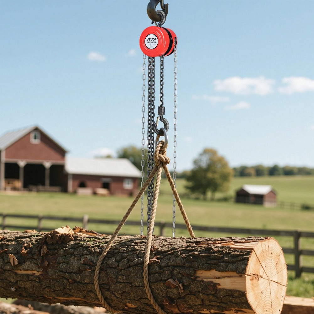 Hand Chain Hoist 2200 lb / 4400 lb Manual Chain Block with G70 Chain ¨C 8 ft / 10 ft / 20 ft Lift Height, 360¡ã Rotating Hooks, Security Brake, for Garage, Construction & Warehouse Lifting