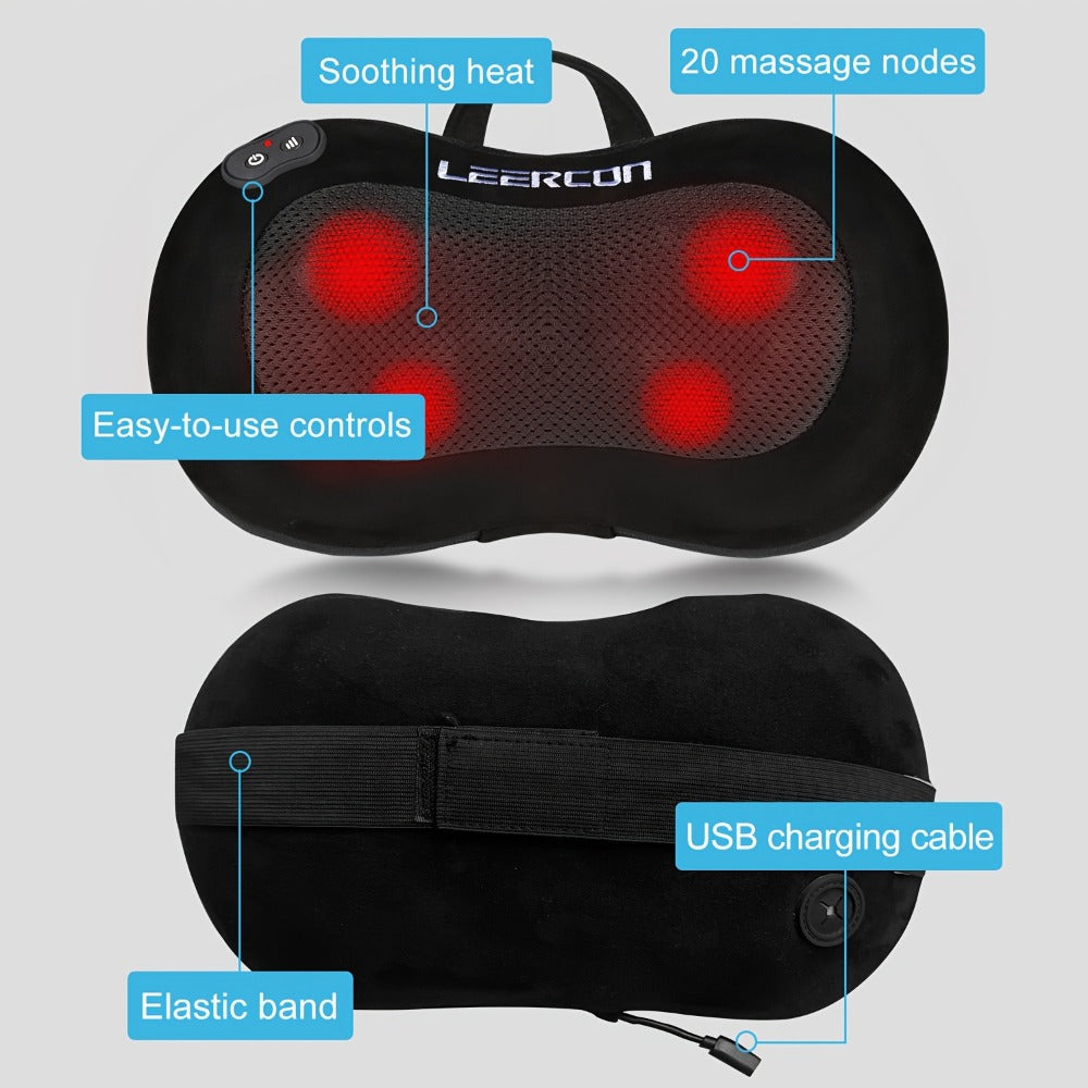 Neck & Back Massager Pillow with Heat ¨C Wireless 3D Kneading Acupressure Electric Massage Pillow for Lumbar, Shoulder & Neck Pain Relief, Portable Unisex Gift