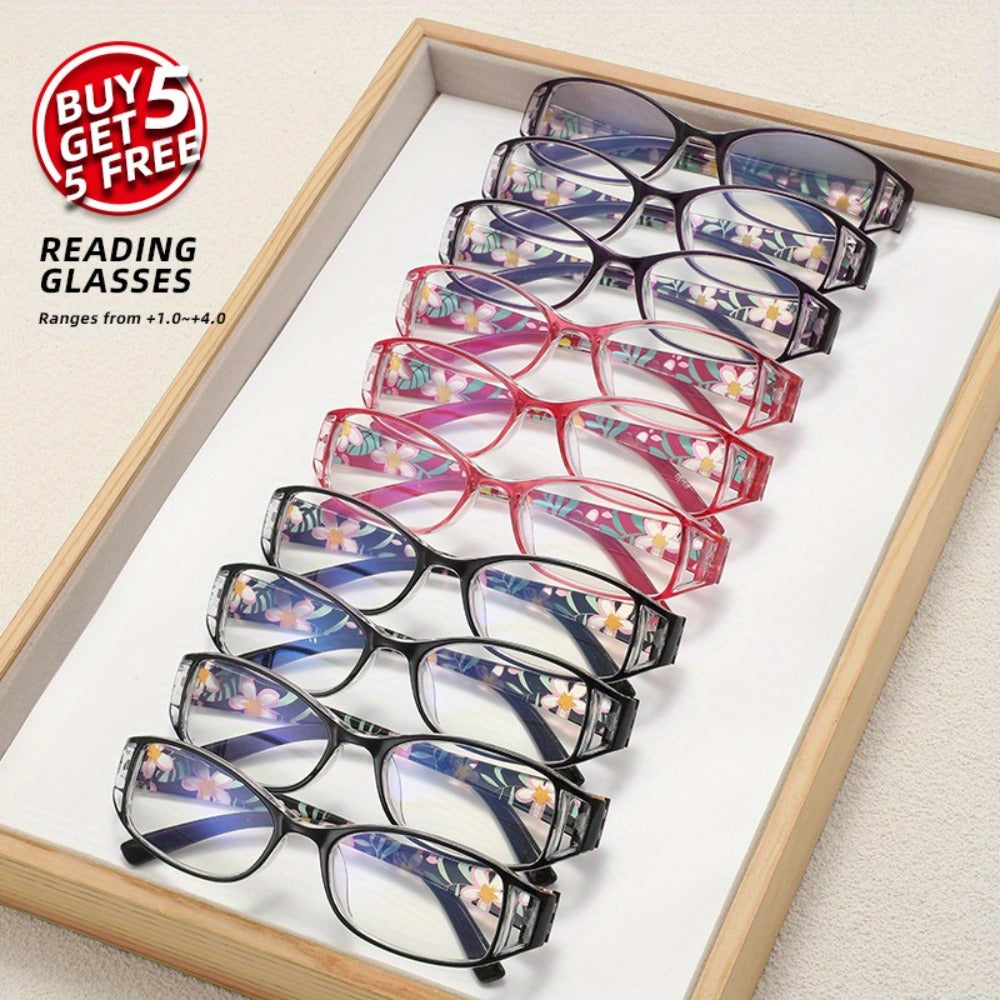 Reading Glasses 10-Pack Classic Rectangular Frames ¨C High-Grade Readers for Men & Women, Seniors, Teachers & Students, Strengths 1.0¨C4.0x, Bulk Value Set