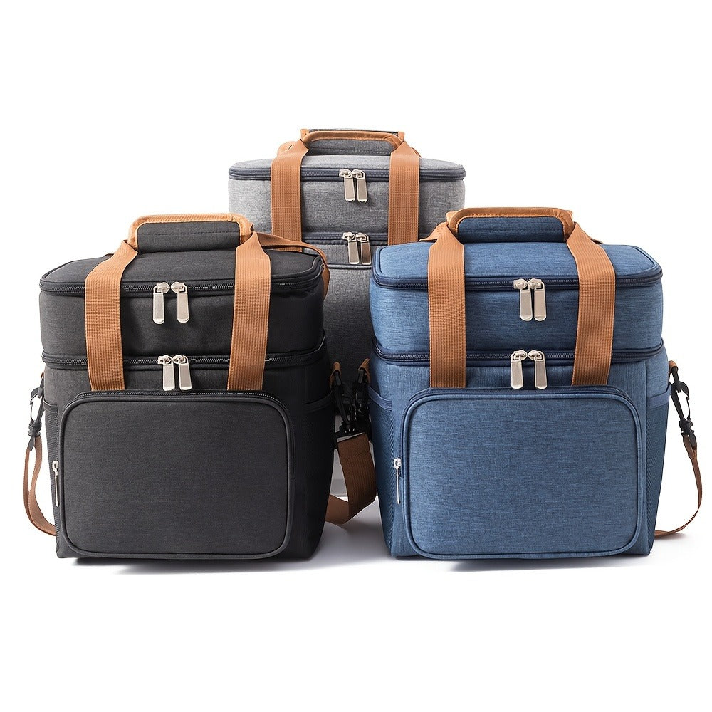 Insulated Lunch Bag with Shoulder Strap - Double Layer Leakproof Cooler Tote for Women Men Work Office School Picnic Beach Outdoor, Expandable Thermal Lunch Box Bag Keeps Food Cold or Hot, Lightweight Durable Design in Multiple Colors