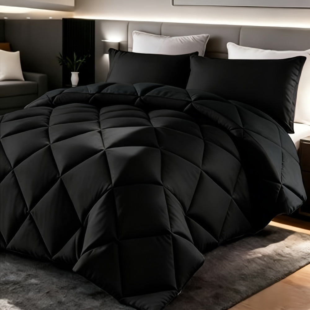 Comforter Set 2-3 Piece Rhombus Grid Luxury - Soft Lightweight Breathable Oversized Bedding Set with Pillowcases, All Season Twin Queen King, 24 Colors Available
