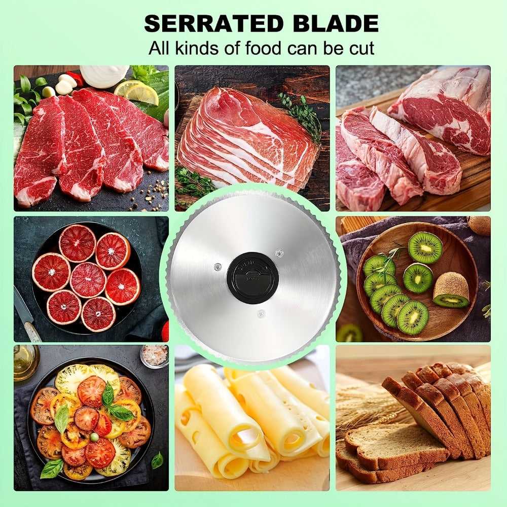 Electric Meat Slicer for Home, 6.7¡± Stainless Steel Blade, 150W Deli Food Slicer with Adjustable 0-15mm Thickness for Cold Cuts, Cheese, Bread & Vegetables, Easy to Clean