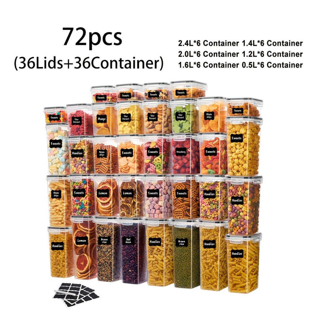 Pantry Storage Containers with Lids Labels and Markers - Airtight Kitchen Food Storage Set for Sugar Flour Pasta Grains Nuts Coffee Tea Beans Baking Supplies Organization