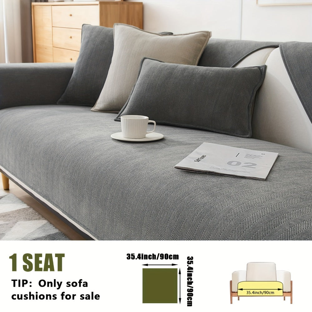 Chenille Ribbed Sofa Cover - Pet Friendly Non-Slip Machine Washable Soft Stretch Slipcover for 1-4 Seater Sectional Sofa Living Room Bedroom Office, 9 Colors