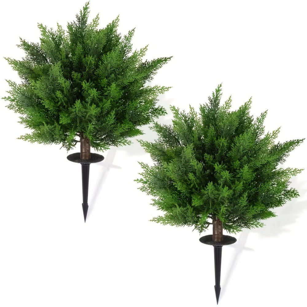 Artificial Topiary Ball Trees for Outdoor & Indoor Decor ¨C UV Resistant Faux Lavender, Azalea & Pansy Shrubs with Ground Spike ¨C Evergreen Fake Plants for Front Porch, Garden & Backyard (Single & 2 Pack)