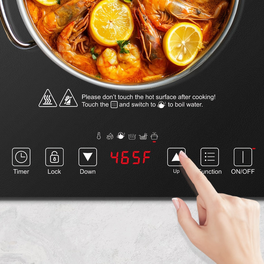 Induction Cooktop 1800W Single Burner Countertop Induction Cooker with Touch Control Timer & Overheat Protection - Portable Electric Stove Glass Surface Multi-Level Heat Settings for Home Kitchen & Dorm