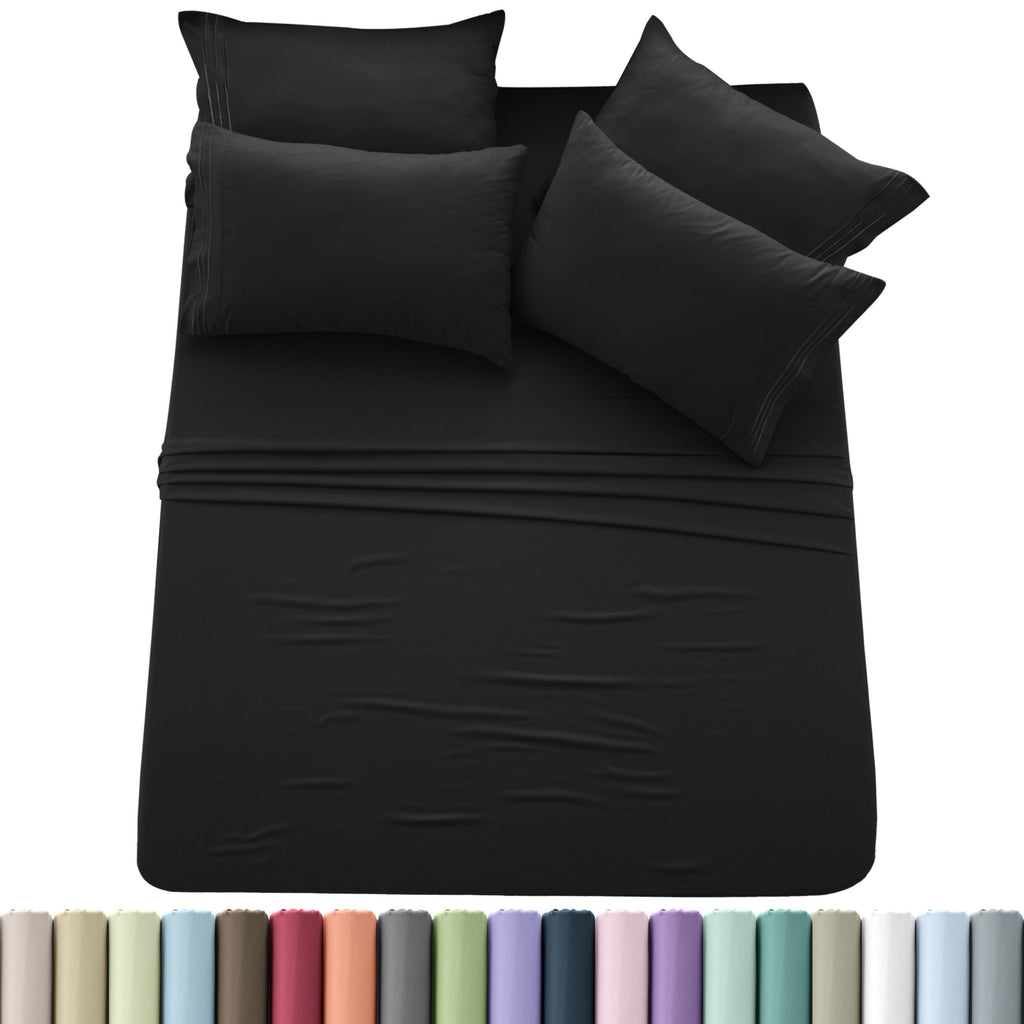 Brushed Microfiber Sheet Set 6pcs ¨C Soft Fade-Resistant Bedding 20 Colors Twin Twin XL Full Queen King Cal King Fitted Flat Pillowcases