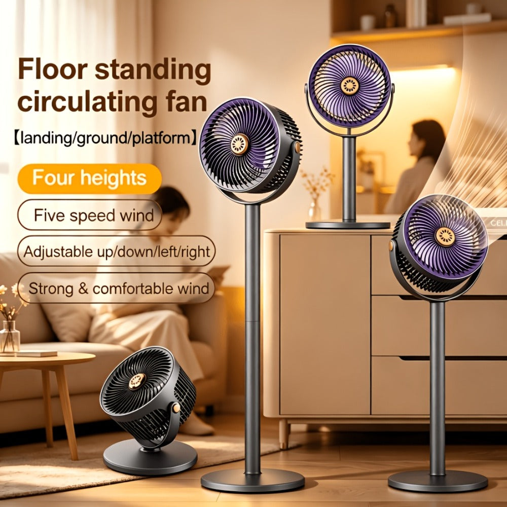 RV Fan 5-in-1 USB Rechargeable 4000mAh Battery 5-Speed Type-C Charging Port Portable Room Fan for Indoor Outdoor Camping Bedroom Desktop Ventilation