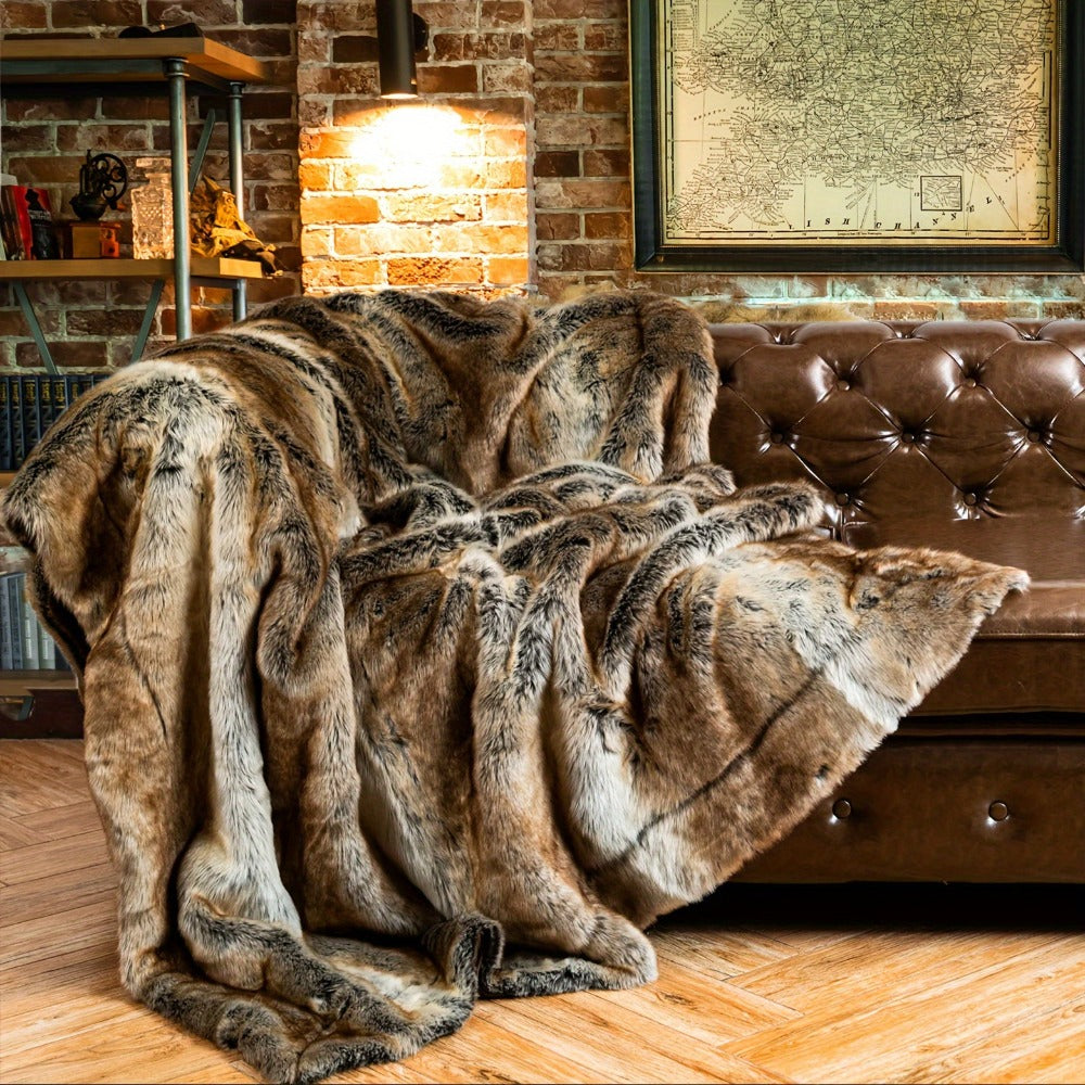 Long Hair Fluffy Reversible Plush Velvet Throw Blanket ¨C 300-350gsm Soft Elegant Throw for Couch & Bed, 6 Colors, 2 Sizes