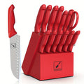 Kitchen Knife Set with Block 14pcs ¨C Japanese 420 Stainless Steel, Built-in Sharpener, Non-Slip Ergonomic Handle, Dishwasher Safe ¨C Professional Chef Knife Set for Home & Restaurant