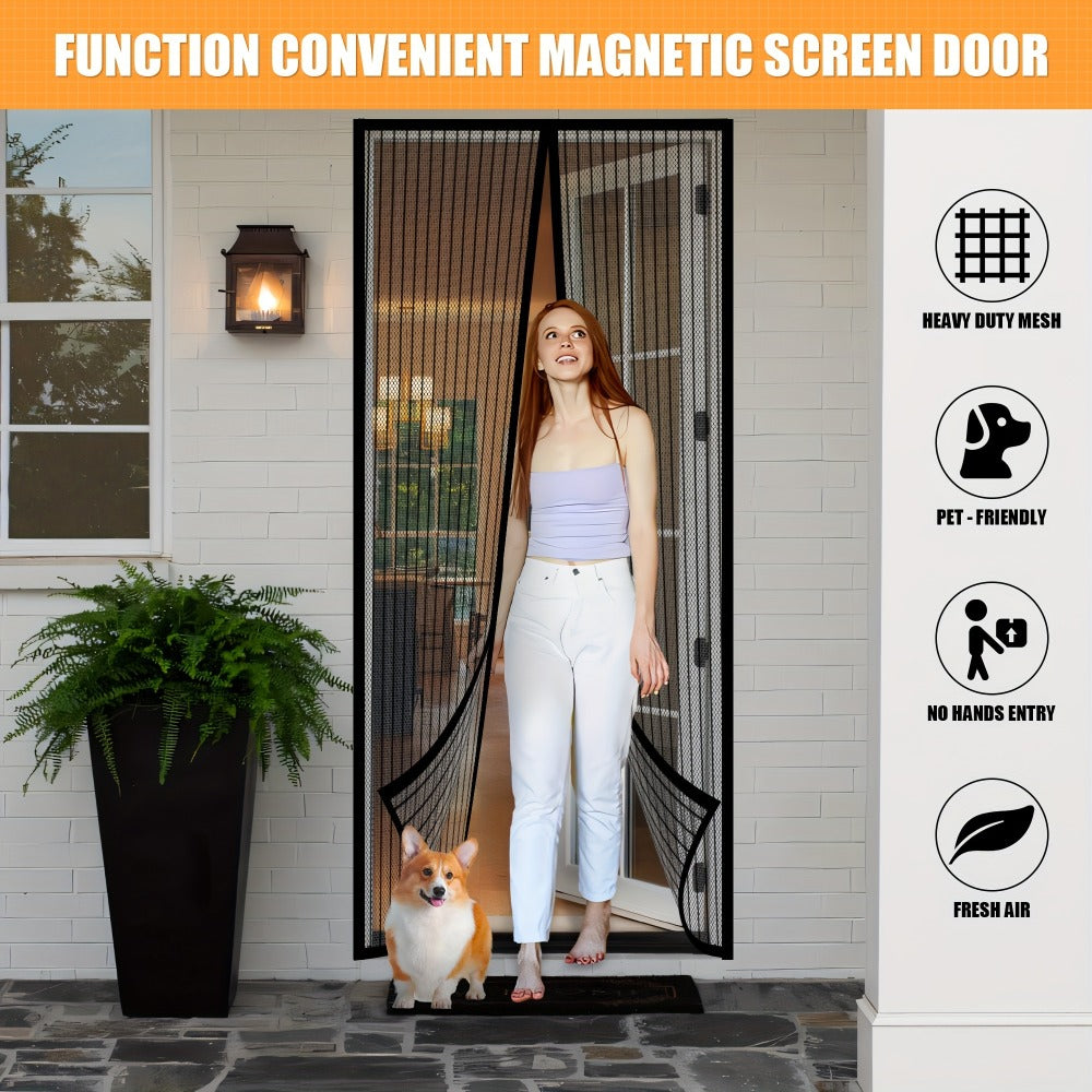 Magnetic Screen Door for Doorways ¨C Heavy Duty Self-Sealing Mesh Door Screen with Magnetic Closure, Hands-Free, Pet & Kid Friendly, Durable Nylon, Fits Most Door Frames, Easy Install