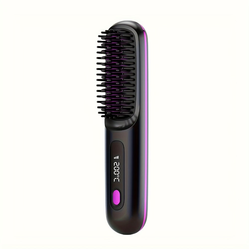 Cordless Hair Straightener USB Rechargeable - 3 Temperature Controls, LED Display, Long-Lasting Shine, Lightweight Travel Flat Iron with Comb & Clips, Portable Mini Hair Straightener for Women