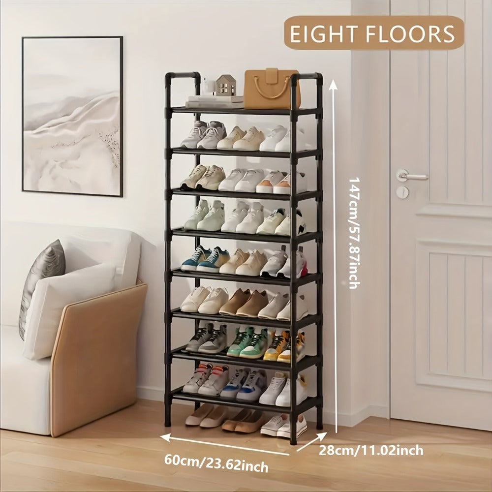 Shoe Rack Multi-Layer Space Saving - 3 to 8 Tier Shoe Storage Stand Organizer for Entryway Bedroom Closet Corridor, Stackable Shoe Shelf for Doorway, Black 23.62 Inch Wide