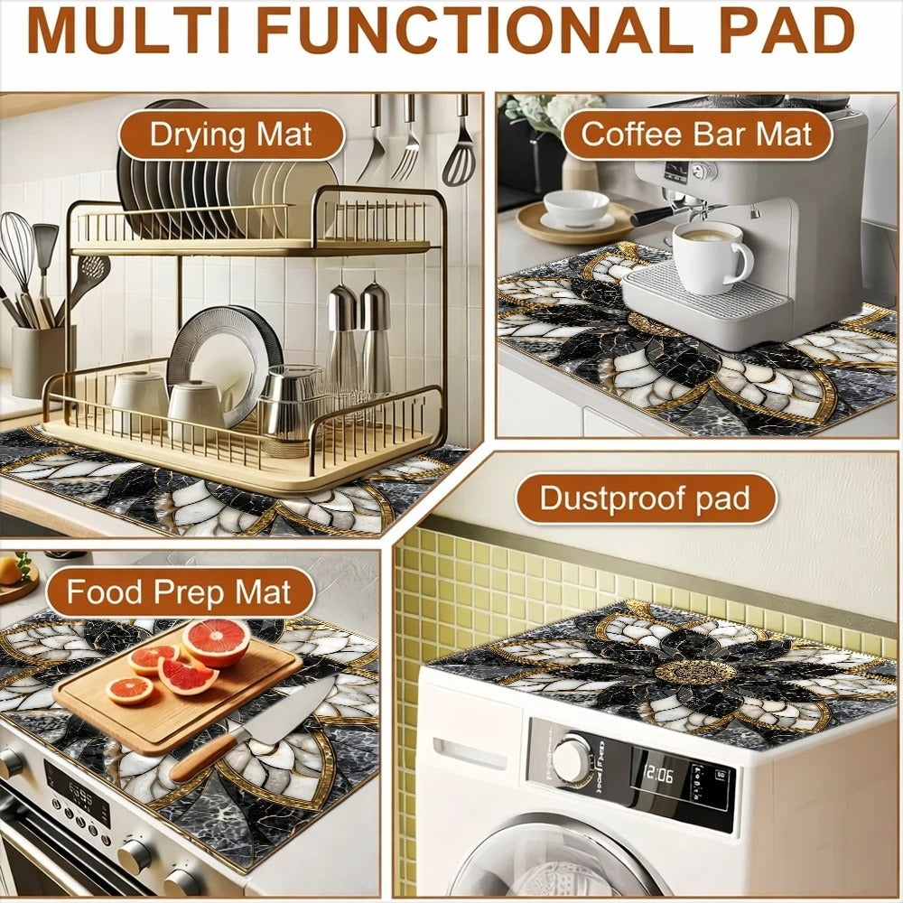 Stove Protector Mat Heat Resistant Non-Stick Reusable Gas Stove Liner Marble Pattern for Gas Stove Glass Cooktop Induction Cooker Oven Washing Machine Top
