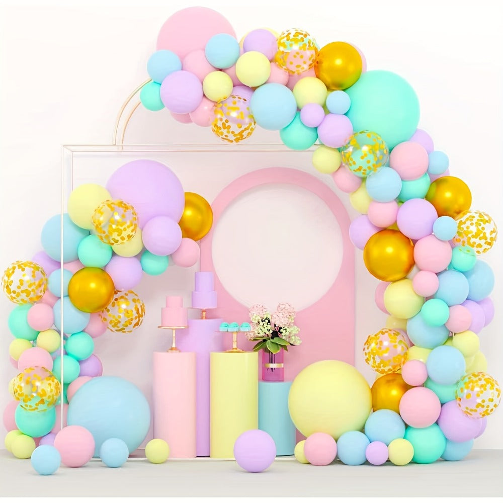 Balloon Arch Stand Kit 8FT & 5FT - Gold Flexible Balloon Column Half Arch Stand with Base, Free Bending Design for Wedding Birthday Baby Shower Graduation Party Decoration