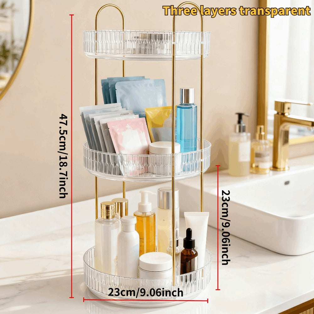360 Rotating Makeup Organizer Skincare Storage Rack - Multi-Layer Detachable Cosmetic Organizer for Perfume, Lipstick, Skincare, Desktop Vanity Organizer for Bathroom & Bedroom
